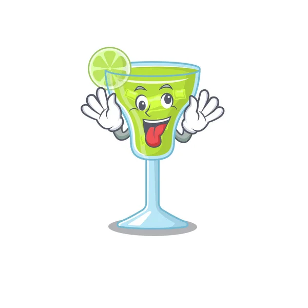 A margarita koktél kabalája, vicces őrült arccal. — Stock Vector