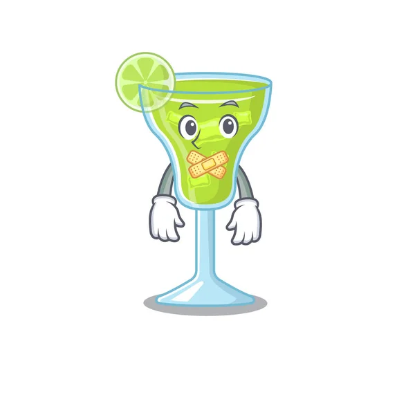 Margarita style de personnage de dessin animé cocktail ayant étrange visage silencieux — Image vectorielle