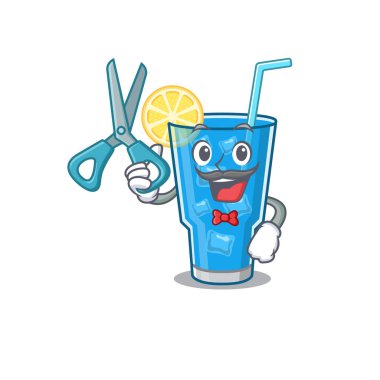 Yetenekli berber olarak Mavi Göl Kokteyli çizgi film karakteri tasarımı