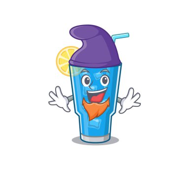 Bir Elf masalı karakteri olarak mavi lagün kokteylinin sevimli bir çizgi filmi.