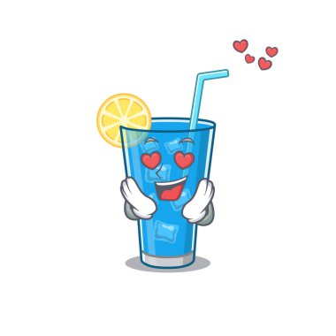 Romantik Mavi Göl Kokteyli çizgi film karakteri aşık olmuş.