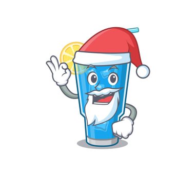 Mavi Göl Kokteyli 'nin çizgi film karakteri. Noel Baba' nın şirin, tamam parmağı var.