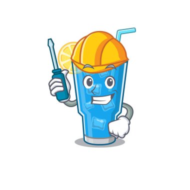 Mavi lagün kokteyl karikatür tasarımı bir otomotiv olarak çalıştı