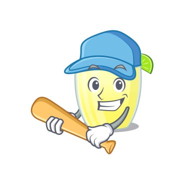 Beyzbol oynayan çekici daiquiri kokteyl karikatürü karakteri