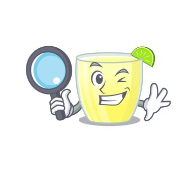 Daiquiri kokteyli kullanan dedektifin karikatür resmi.