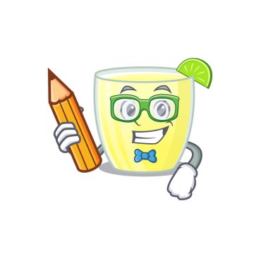 Evde akıllı bir öğrenci daiquiri kokteyli çizgi film karakteri çalışması