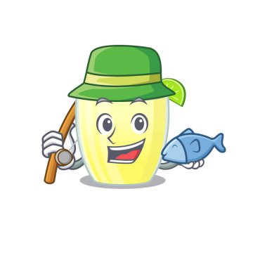 Daiquiri kokteylinin çizgi film tasarımı stili balığa gidiyor.