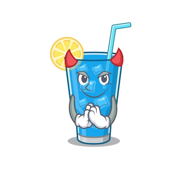 Синій лагуна коктейль, одягнений як концепція дизайну персонажа диявола — стоковий вектор