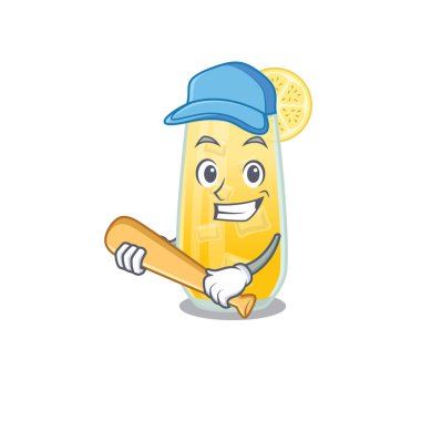 Çekici tornavida kokteyl karikatürü karakteri beyzbol oynuyor.