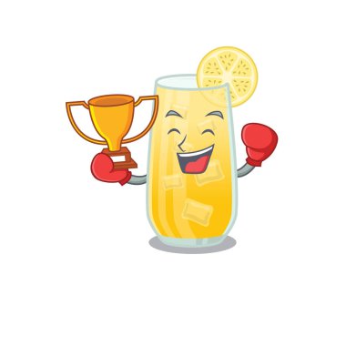 Tornavida kokteyl karikatür tasarımı konseptinde zarif bir boks şampiyonu.