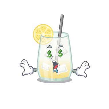 Zengin çizgi film karakteri konsepti para gözlü Tom Collins kokteyli