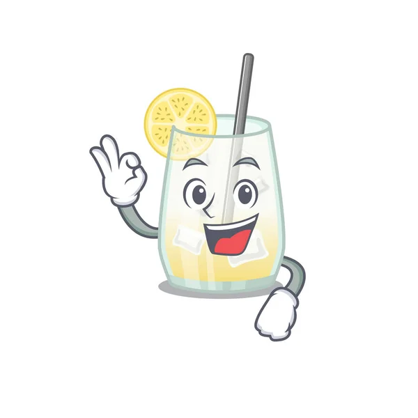 Mascotte de Tom collins cocktail style design montrant Ok doigt geste — Image vectorielle
