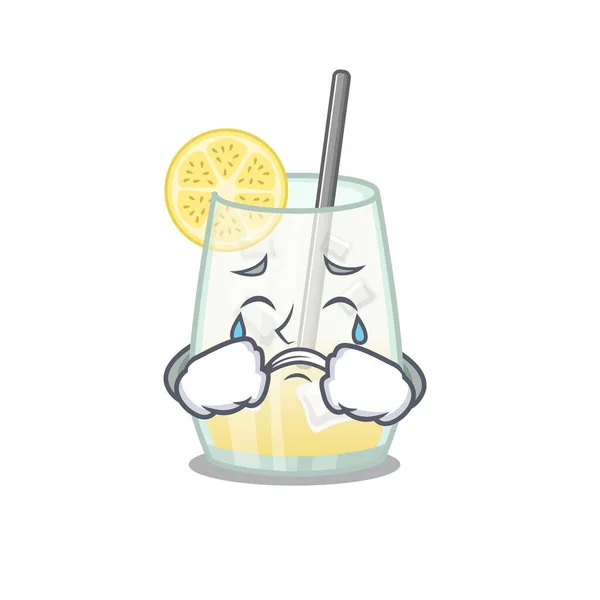 Karikatuur ontwerp van tom collins cocktail met een droevig gezicht — Stockvector