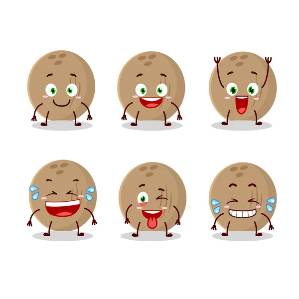 Personaje de dibujos animados de coco marrón con expresión de sonrisa — Vector de stock