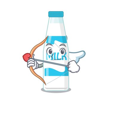 Aşk tanrısı çizgi filminde oklu bir şişe süt.