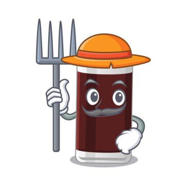 Çikolata maskotu tasarımı şapka takan bir çiftçi olarak çalışıyor.