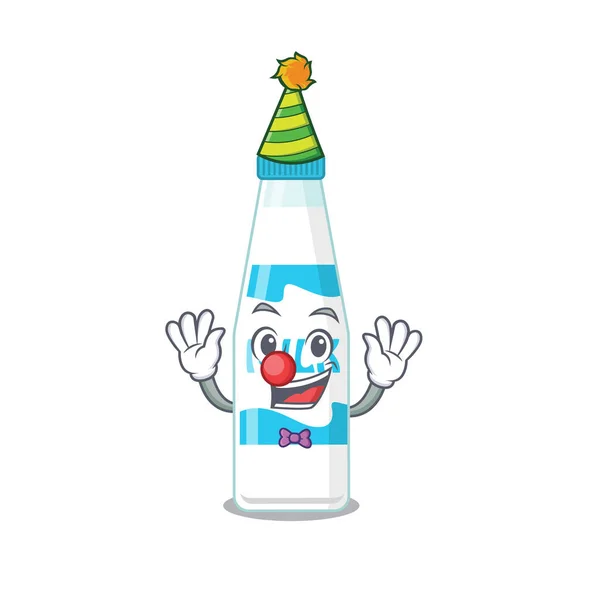 Smajlík klaun láhev mléka kreslený charakter design koncept — Stockový vektor
