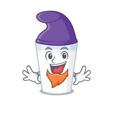 Bir Elf masalı karakteri olarak bir bardak sütün sevimli bir çizgi filmi.