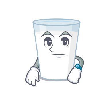 Bir bardak sütün maskot tasarımı ve bekleme hareketi.