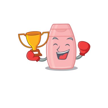 Bebek kremi karikatür tasarımı konseptini kazanan zarif bir boks şampiyonu.