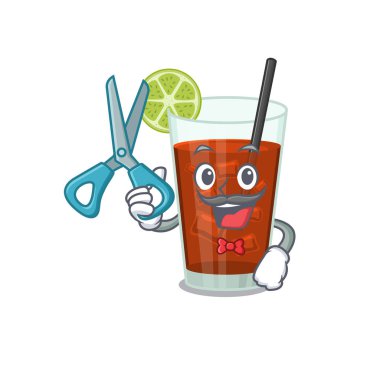 Yetenekli berber olarak Küba libre kokteyli çizgi film karakteri tasarımı