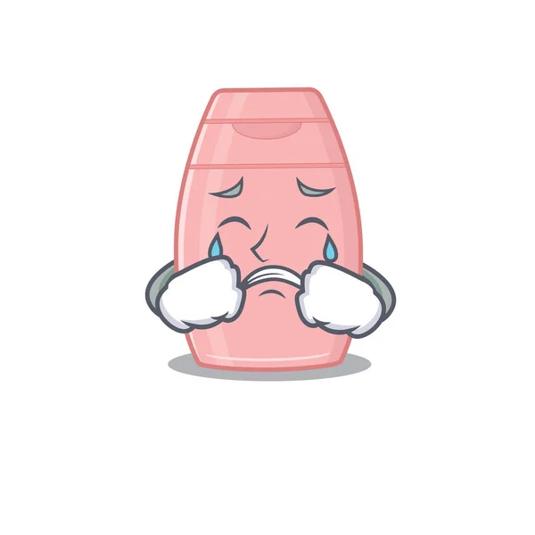 悲しい顔をしたベビークリームのカリカチュアデザイン — ストックベクタ