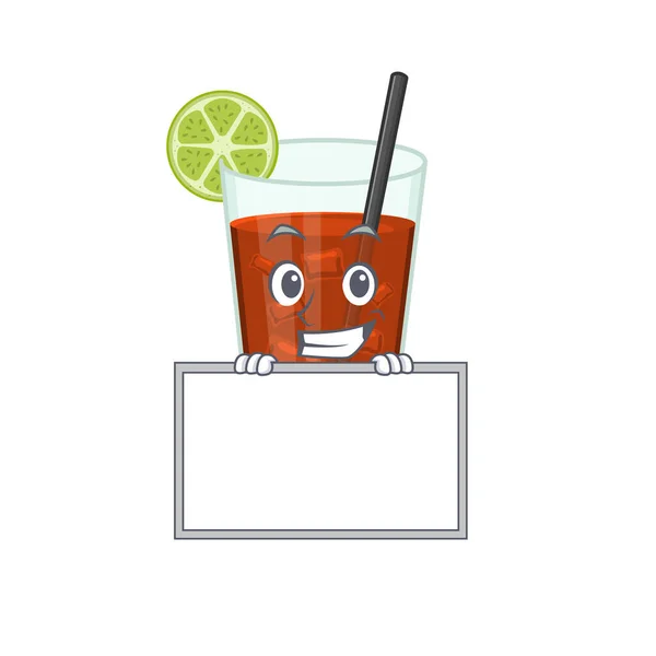 Cuba libre cocktail dessin animé style debout derrière une planche — Image vectorielle