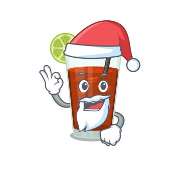 Küba kokteylinin çizgi film karakteri Noel Baba 'nın şirin, okey parmağı var.