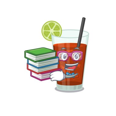 Küba libre kokteyl maskot tasarımı alanında çalışkan bir öğrenci birçok kitap okudu.