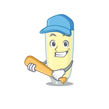 Çekici çığlık atan orgazm kokteyl karikatürü karakteri beyzbol oynuyor.