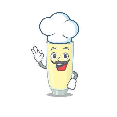 Şef şapkası takarak yetenekli bir orgazm kokteyli şefi çizimi.