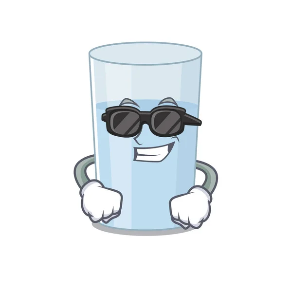 Personagem Desenho Animado Vidro Água Usando Óculos Pretos Classe Ilustração —  Vetores de Stock