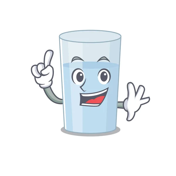 Estilo Diseño Vaso Agua Caricatura Con Gesto Dedo Ilustración Vectorial — Archivo Imágenes Vectoriales