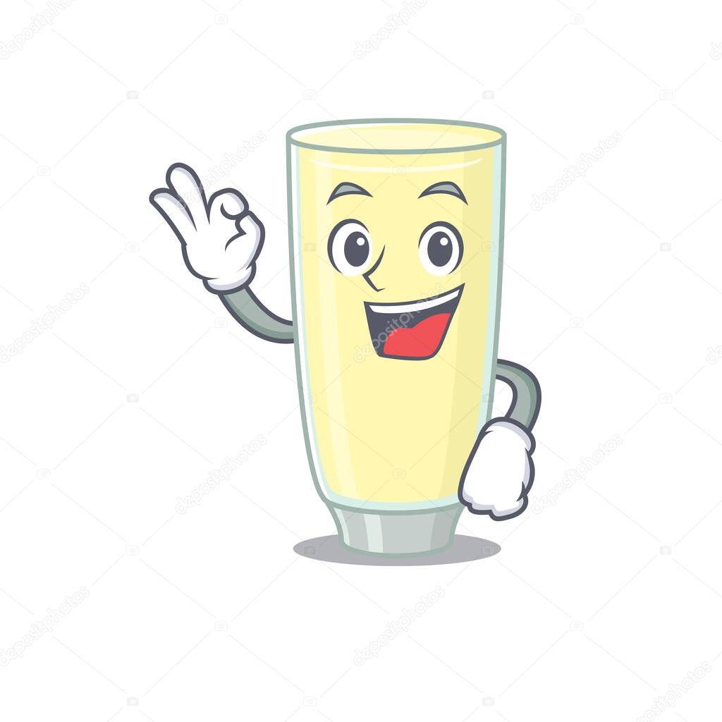 Screaming orgasm cocktail mascot design style showing Okay gesture finger