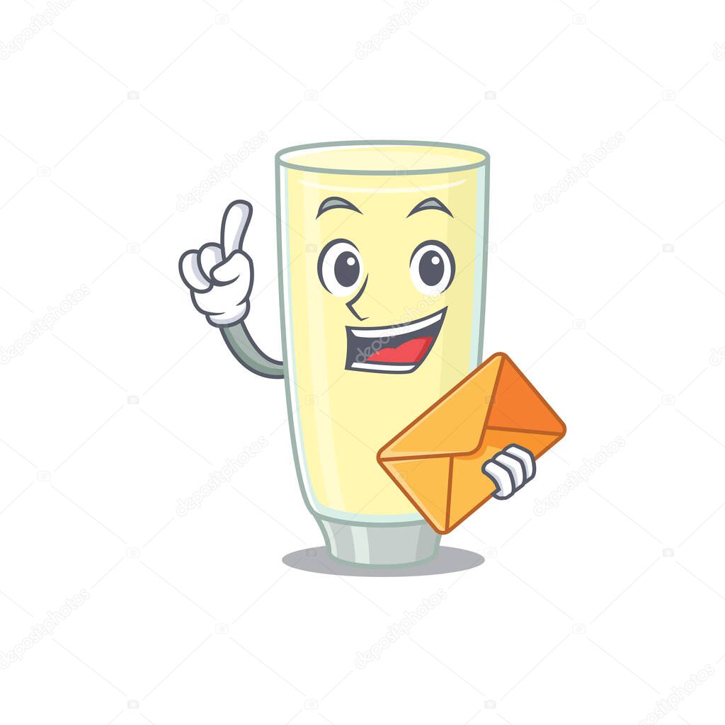 A picture of cheerful creaming orgasm cocktail cartoon design with brown envelope
