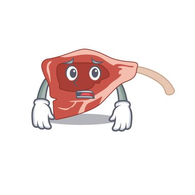 Çizgi film tasarım tarzı kuzu pirzolası endişeli bir yüze sahip. Vektör illüstrasyonu