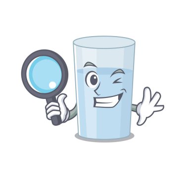 Su Dedektifi 'nin alet kullanırken çekilmiş bir karikatür resmi. Vektör illüstrasyonu