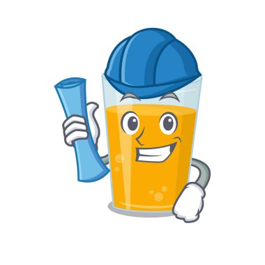 Mavi izli bir portakal suyu mimarının karikatür resmi. Vektör illüstrasyonu