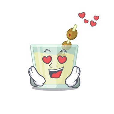 Romantik martini kokteyli çizgi film karakteri aşık olur.