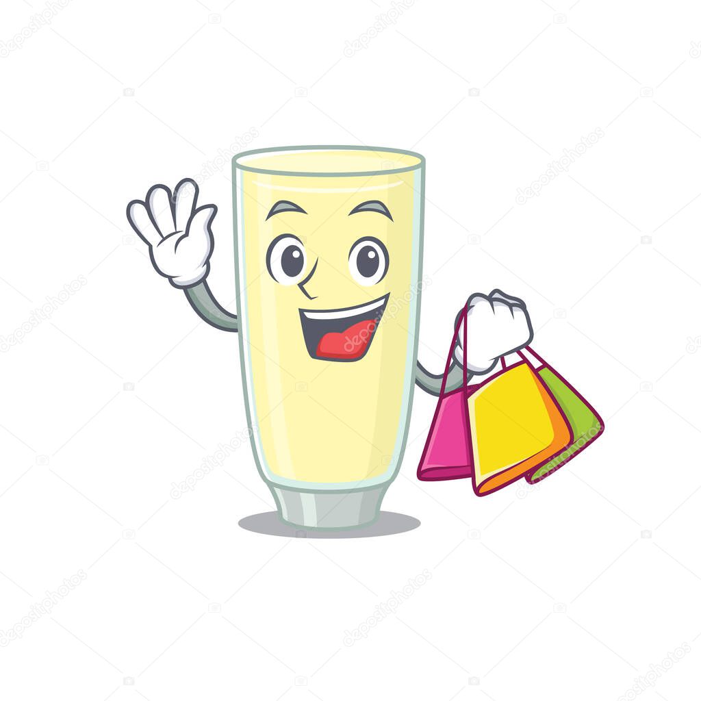 wealthy screaming orgasm cocktail cartoon character with shopping bags