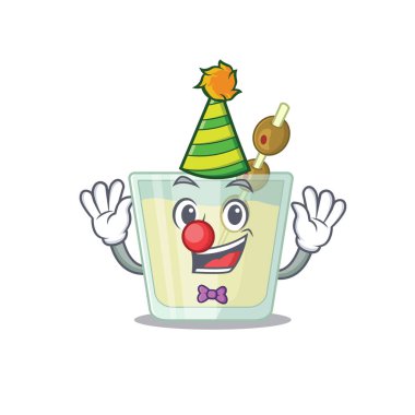 Gülen palyaço martini kokteyli çizgi film karakter tasarımı konsepti