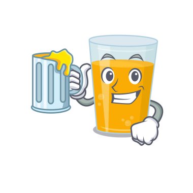 Bir bardak birayla bir bardak portakal suyu çizgi filmi konsepti. Vektör illüstrasyonu