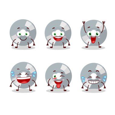 Gülümseme ifadesi olan kompakt diskin çizgi karakteri