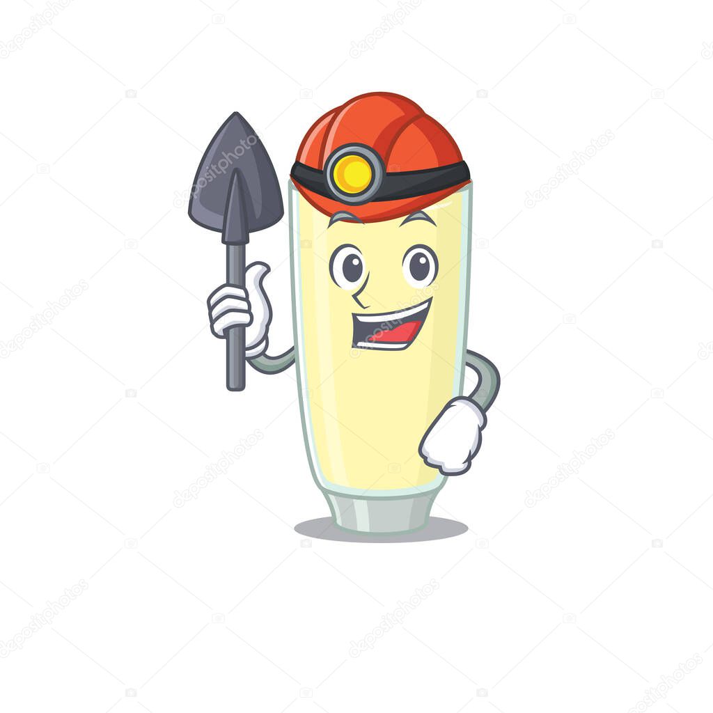 A cartoon picture of screaming orgasm cocktail miner with tool and helmet