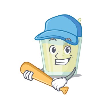 Beyzbol oynayan çekici martini kokteyli karikatür karakteri.