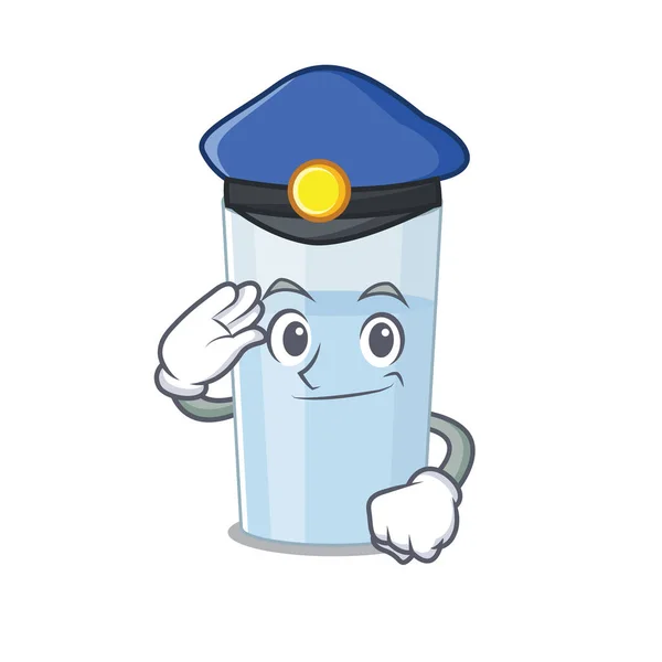 Polizist Karikatur Eines Wasserglases Mit Blauem Hut Vektorillustration — Stockvektor