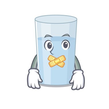 Bir bardak su karikatürü karakteri. Garip, sessiz bir yüzü var. Vektör illüstrasyonu