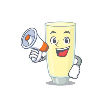 Çığlık atan orgazm kokteylinin maskot tasarımı megafonda yeni ürünler duyurdu.