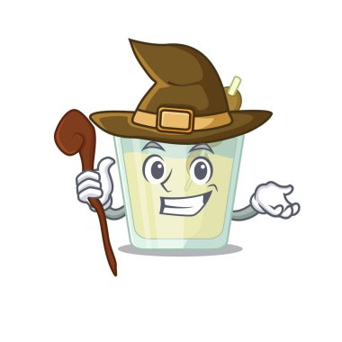 Martini kokteyli komik ama sinsi bir cadı çizgi film karakteri tasarımı.