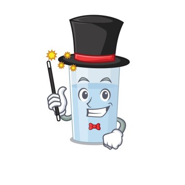 Su karikatürü tasarımı tarzında muhteşem zeki bir sihirbaz. Vektör illüstrasyonu